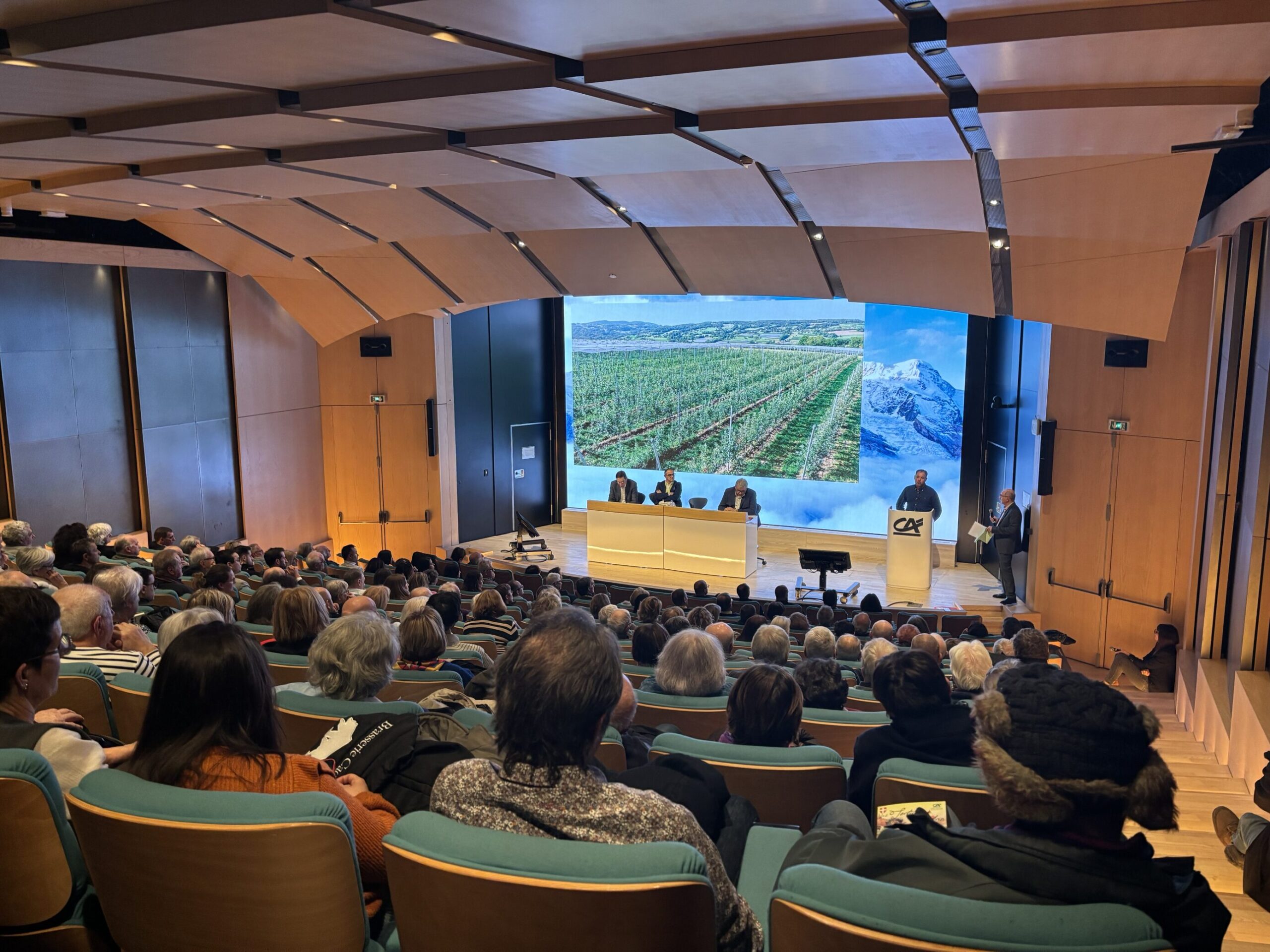 Public en premier plan, puis scène avec personnes dessus.