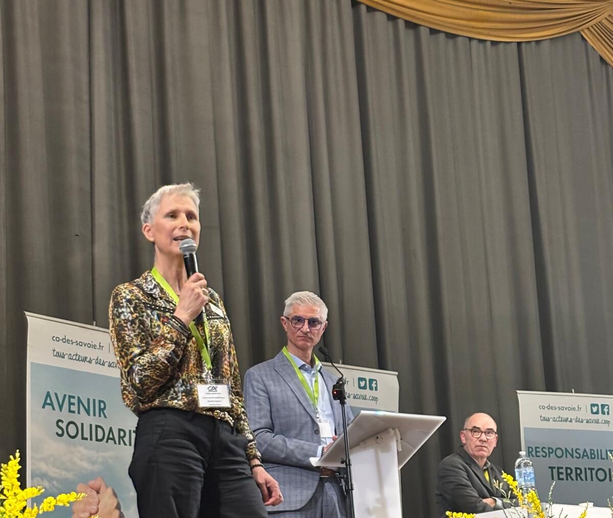 1 personne faisant un discours sur scène.