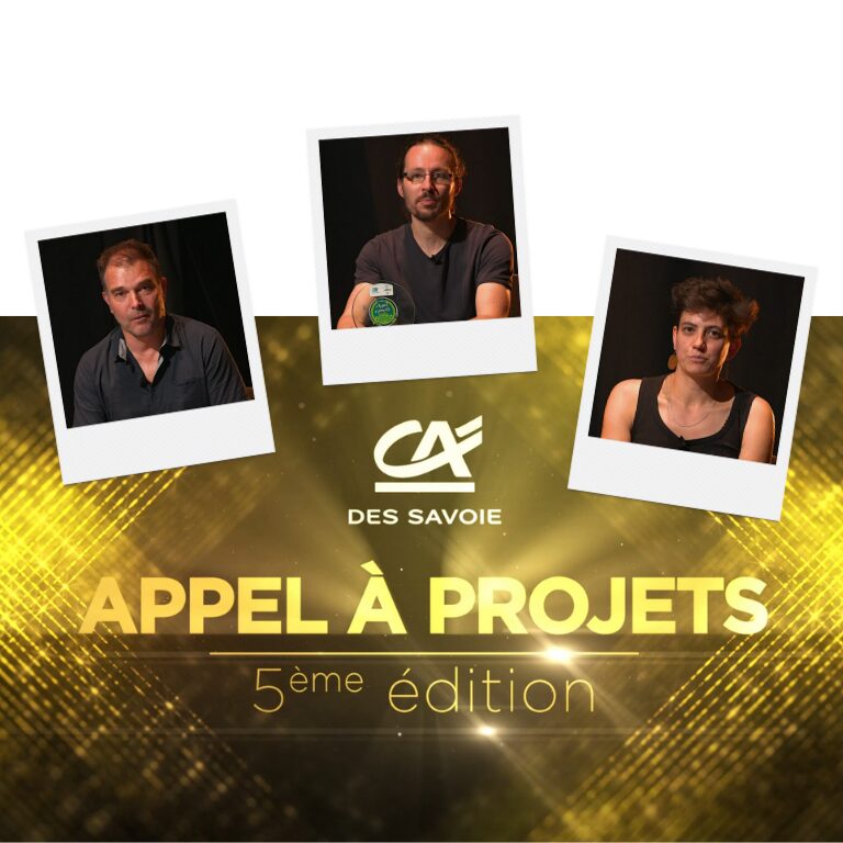 Visuel avec les photos de 3 lauréats de la 5ème édition de l'appel à projets 2025.